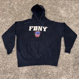 Official Licensed New York City FDNY Navy Blue Sz Medium Pullover Hoodie
